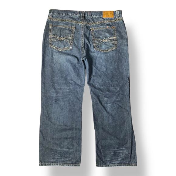 Seven7 Jeans Men’s 40 Straight Fit Blue Denim Medium Wash Whiskered Distressed - Picture 1 of 13